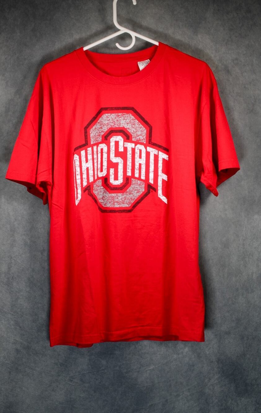 Ohio State Buckeyes Distressed Arch Logo Red T-Shirt Men's Size XL Oversized